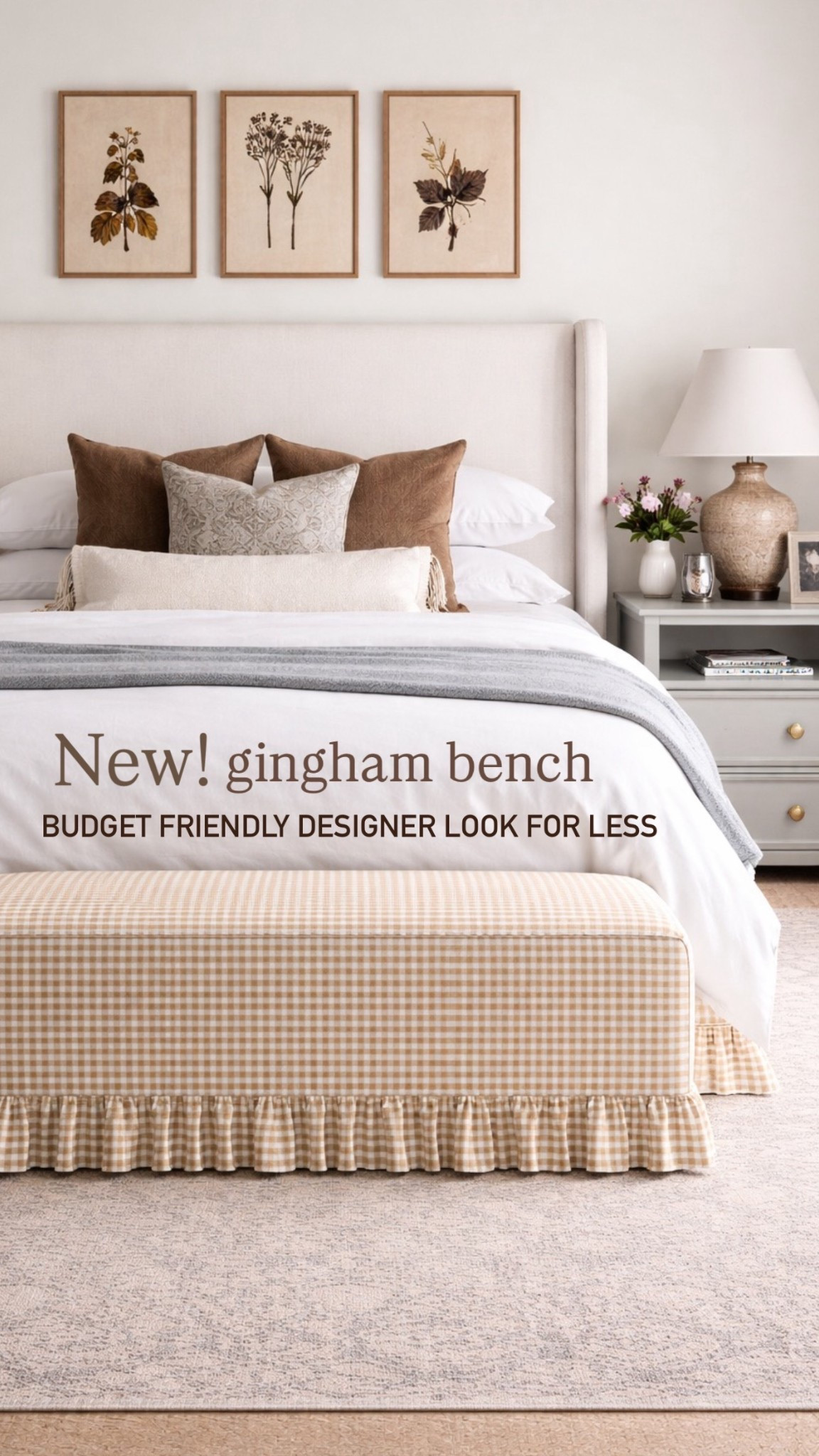 New Target gingham bench 🤎
This budget-friendly end-of-bed bench gives a designer look for less and instantly warms up any bedroom. I love the neutral gingham pattern, skirted detail, and how perfectly it works with cottage, farmhouse, and classic bedroom decor.

If you’re searching for an affordable bedroom bench, Target home decor finds, or a gingham bench for the end of the bed, this one is such a good find for the price. It’s practical, timeless, and adds so much charm without overwhelming the space.

Target gingham bench, end of bed bench, Target bedroom decor, affordable bedroom furniture, cottage bedroom decor, neutral gingham bench, designer look for less, budget home decor, skirted bench, Target home finds

#LTKSaleAlert #LTKHome