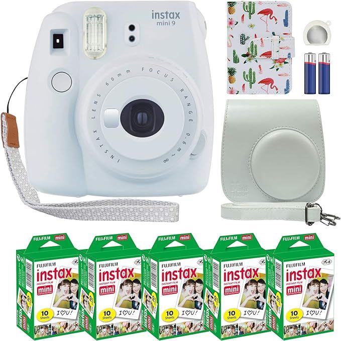 Fujifilm Instax Mini 9 Polaroid Instant Camera Smokey White with Custom Case + Fuji Instax Film V... | Amazon (US)