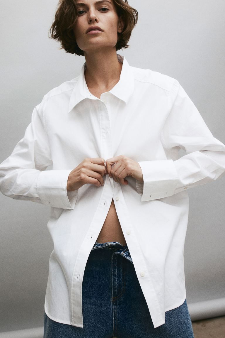 Cotton Shirt - White - Ladies | H&M US | H&M (US + CA)