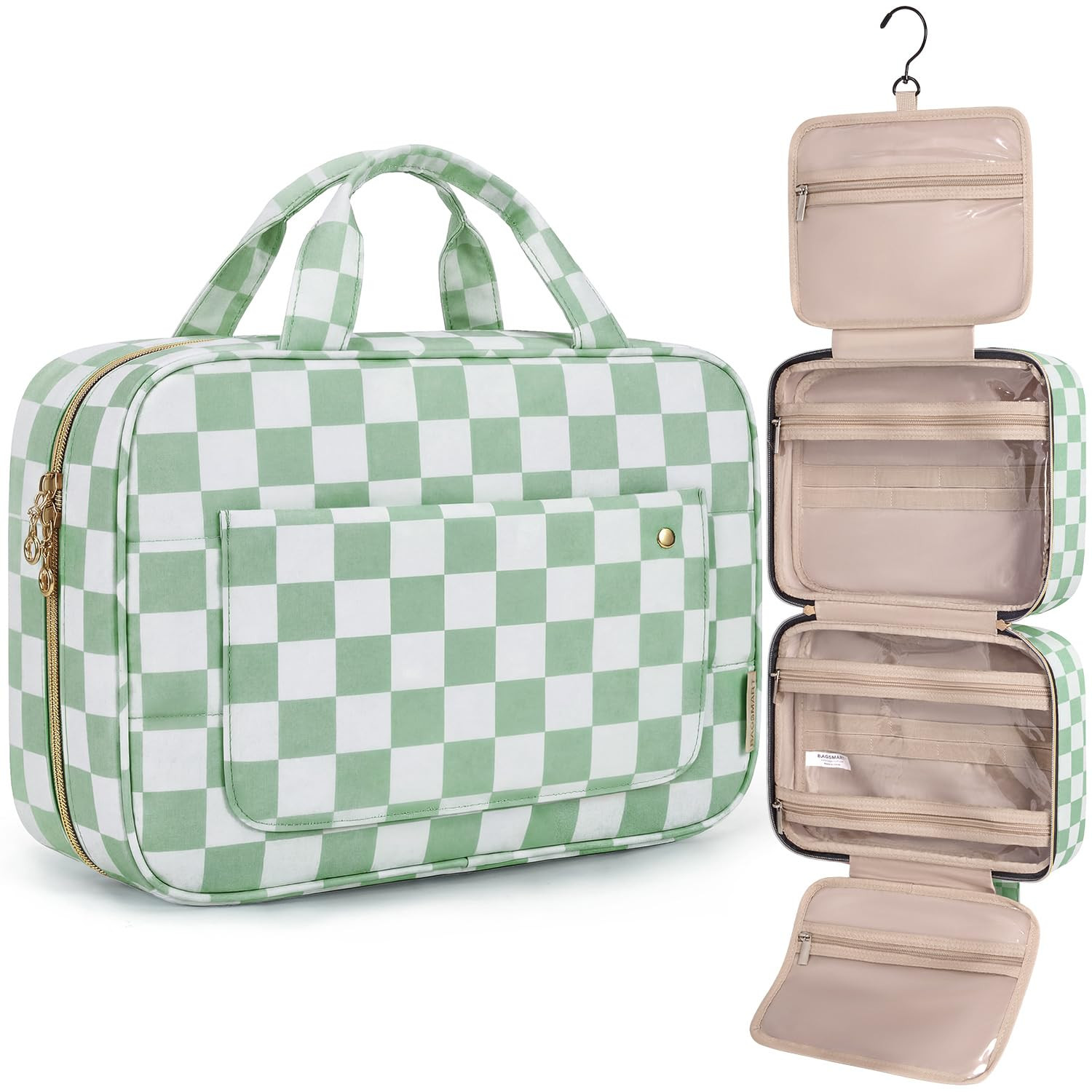 BAGSMART Toiletry Bag Travel Bag with Hanging Hook, Water-resistant Makeup Cosmetic Bag Travel Or... | Amazon (US)