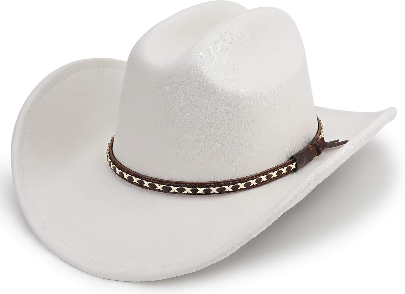 Western Cowboy Hat for Women and Men, Unisex Big Wide Brim Felt Hats for Cowboys and Cowgirls | Amazon (US)