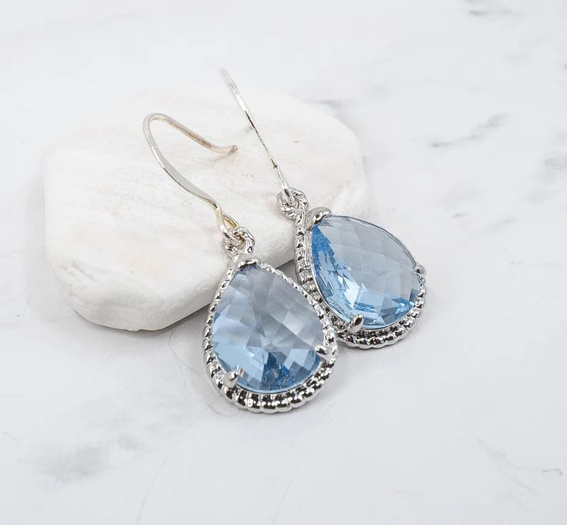 Dusty Blue Earrings - Blue Teardrop Earrings - Blue Earrings - Bridesmaid Earrings - Bridesmaid G... | Etsy (US)