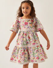 Floral Print Short Sleeve Tiered Dress Ivory | Monsoon (UK)
