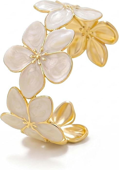 Gold Flower Cuff Bracelet for Women - Trendy Summer Jewelry, Open Flower Bracelet, Beach Fashion ... | Amazon (US)