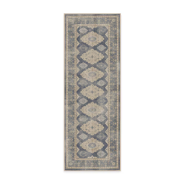 Ruggable Maxine 2 x 7 (ft) Flatweave Dusk Blue Rectangular Indoor Medallion Persian Machine washa... | Lowe's