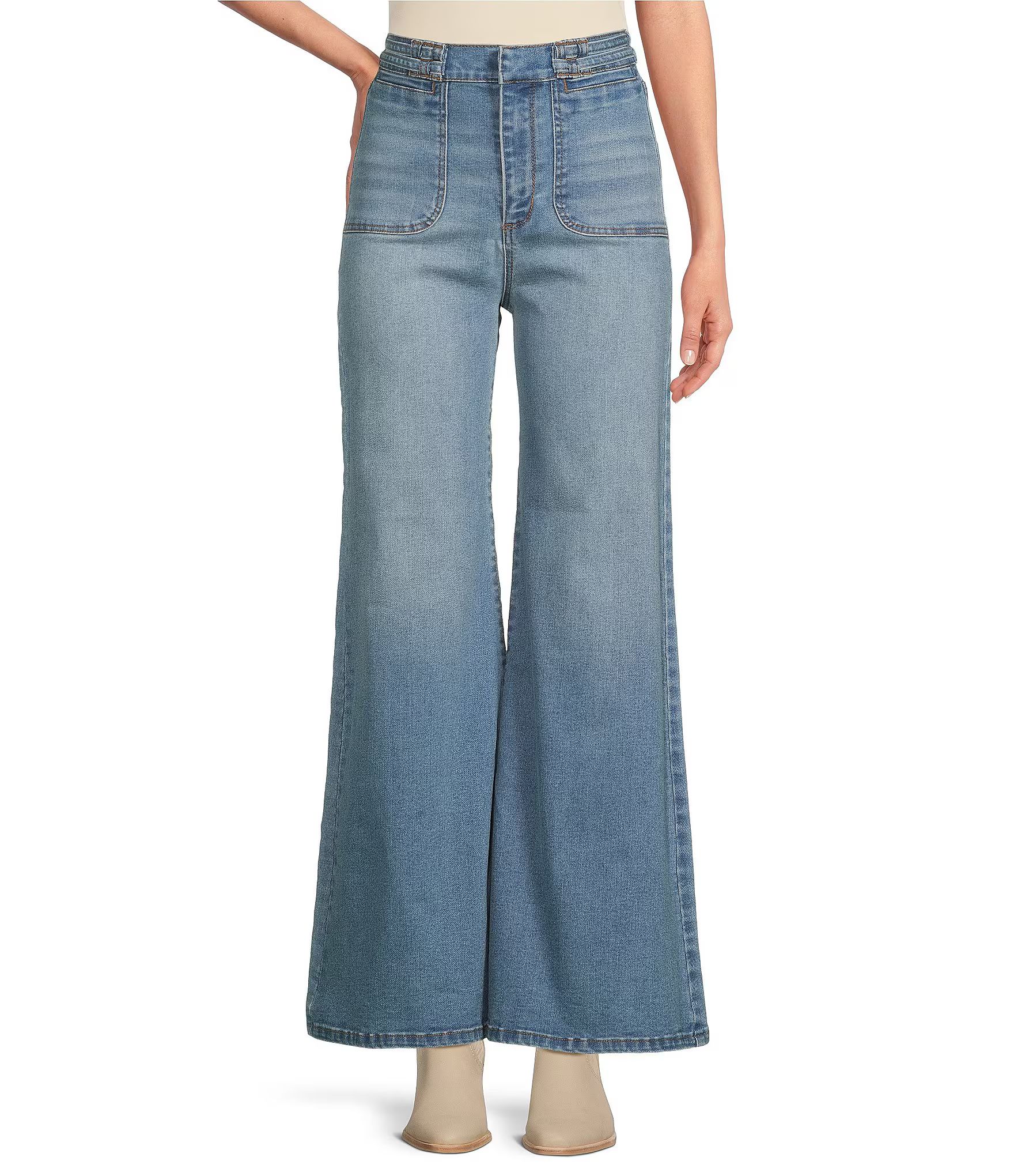 Vintage Wash High Rise Wide Leg Denim Jeans | Dillard's