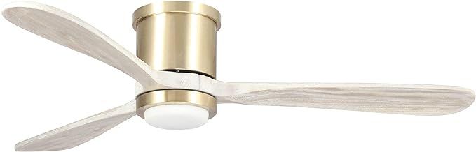 Low Profile Ceiling Fan with Remote Modern Bedroom Ceiling Fan with LED Light Flush Mount, 52 Inc... | Amazon (US)