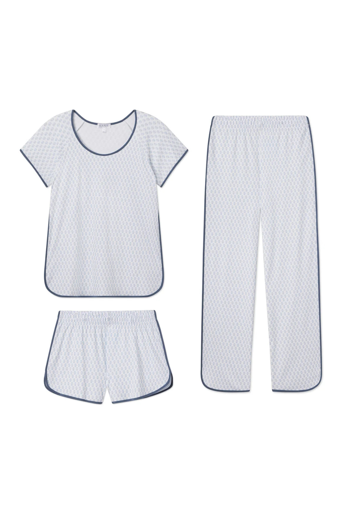 Pima Bundle in Sea Depth Blockprint | Lake Pajamas