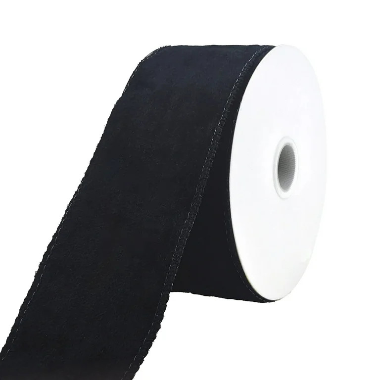 Christmas Classic Velvet Wired Ribbon, 2-1/2-inch, 10-yard, Black | Walmart (US)