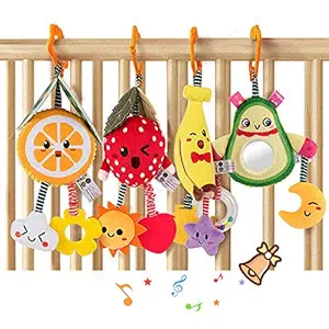 TUMAMA Baby Toys for 3 6 9 12 Months,Hanging Fruit Rattles Avocado,Banana,Orange and Strawberry,S... | Amazon (US)