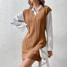 Casual Solid Color Long Cardigan Sweater Vest, Spring/Fall | SHEIN