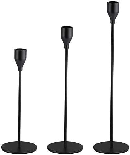 SHIONSON Matte Black Candle Holders Set of 3 for Taper Candles, Modern Decorative Candlestick Holder | Amazon (US)