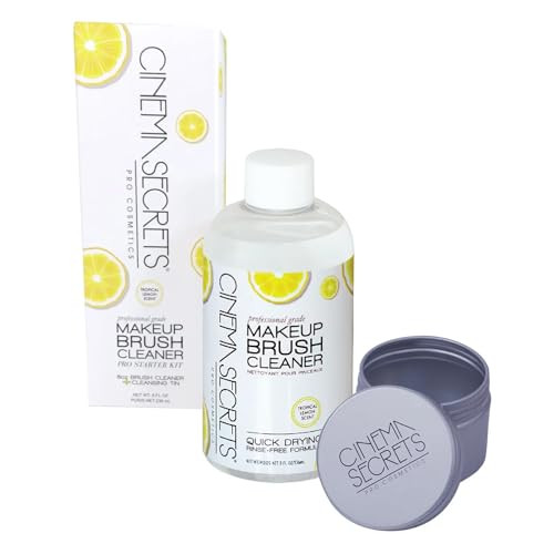 Cinema Secrets Original Makeup Brush Cleaner Kit - Professional Cleanser + Cleansing Tin for Makeup Brushes - Quick-Drying, Rinse-Free Formula - Removes Stubborn Waterproof Make Up - Lemon (8 fl oz) | Amazon (US)