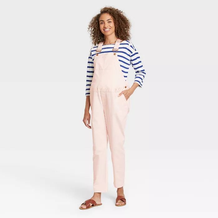 The Nines by HATCH™ Maternity Classic Cotton Twill Overalls Light Pink | Target