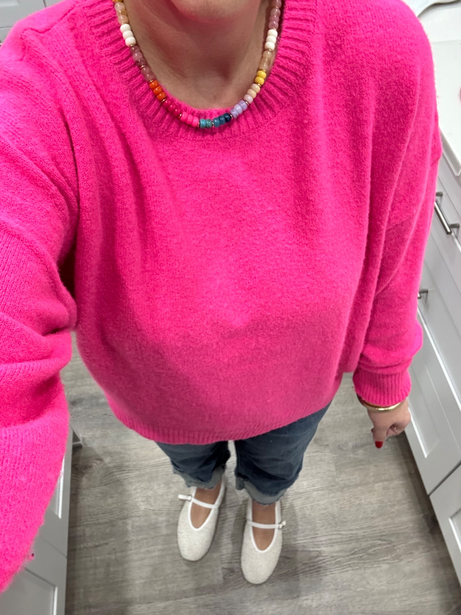 Happy in pink- love this sweater! Not super oversized but not tight 🩷

TTS- medium 

Winter sweater, pink sweater, casual outfit 

#LTKMidsize #LTKootd #LTKWorkwear