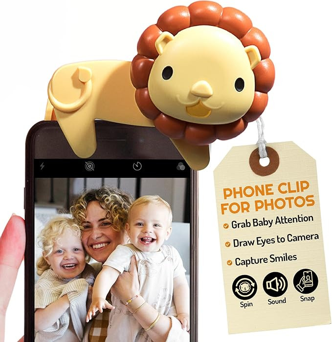 Looky Lou - Lion Rattle Phone Clip for Baby Pictures, Newborn Photography, Monthly Milestones, Ph... | Amazon (US)