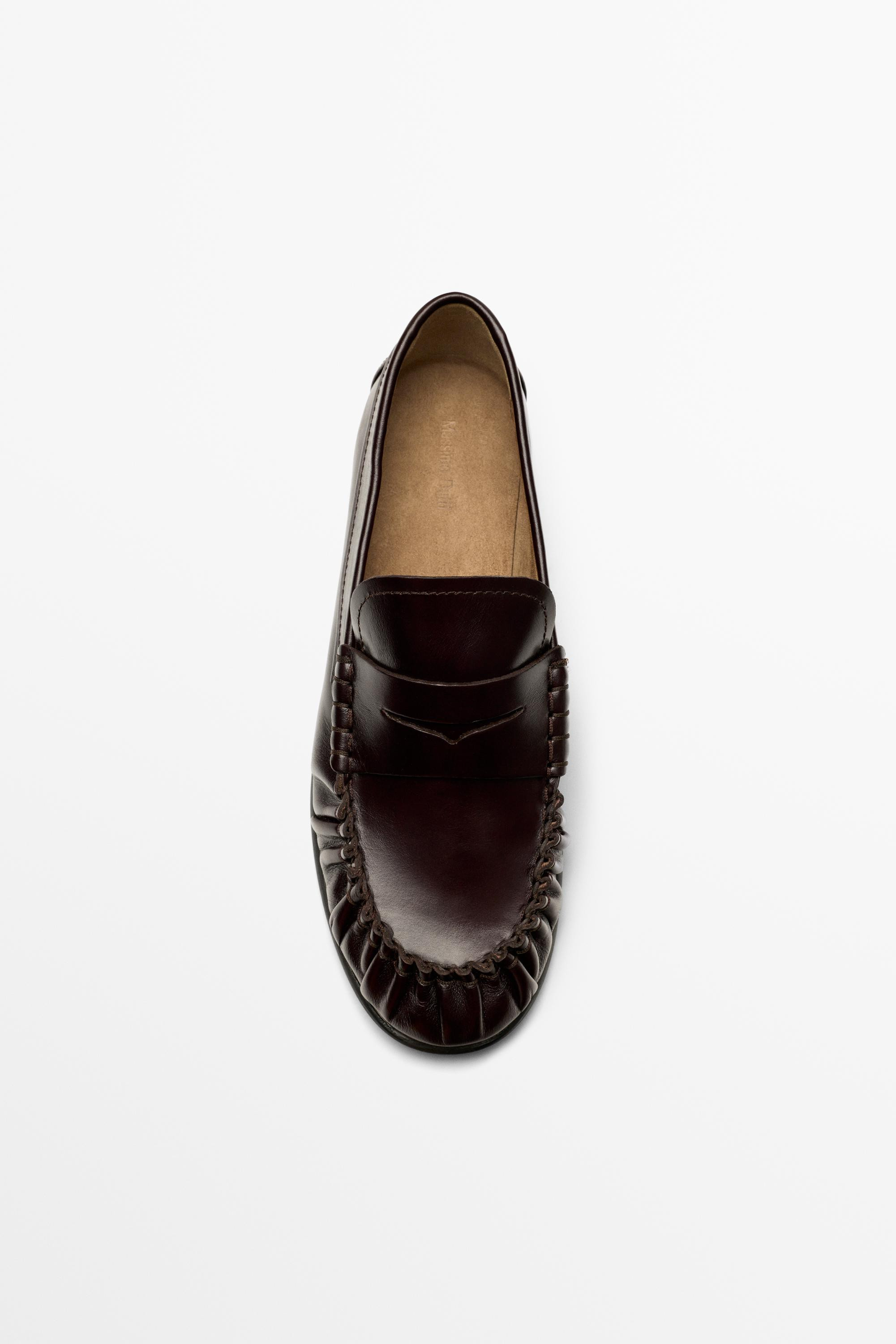 Shirred Leather Loafer | Massimo Dutti UK
