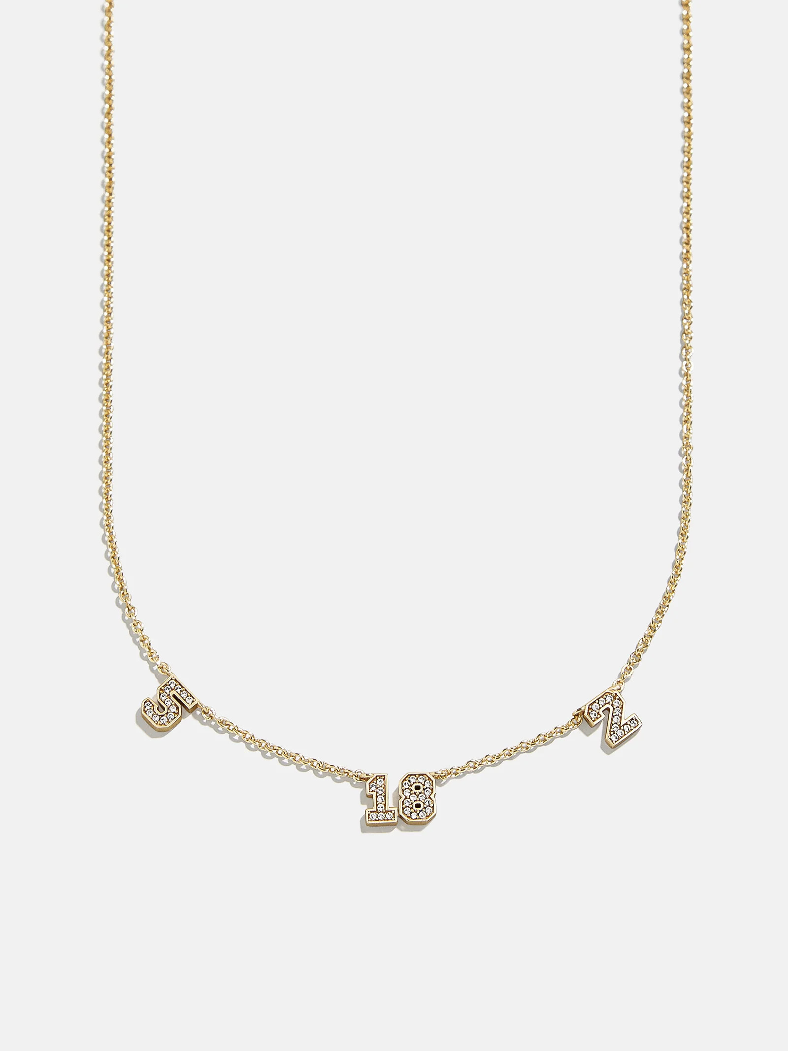 Varsity Number Custom Necklace - Three Gold Stations | BaubleBar