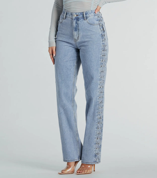 Trendy Business High Rise Lace-Up Denim Jeans | Windsor Stores