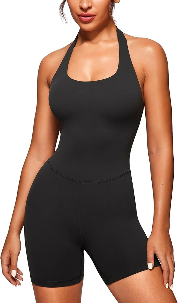 CRZ YOGA Butterluxe Halter Backless Athletic Rompers for Women Workout Bodycon One Piece Shorts J... | Amazon (US)