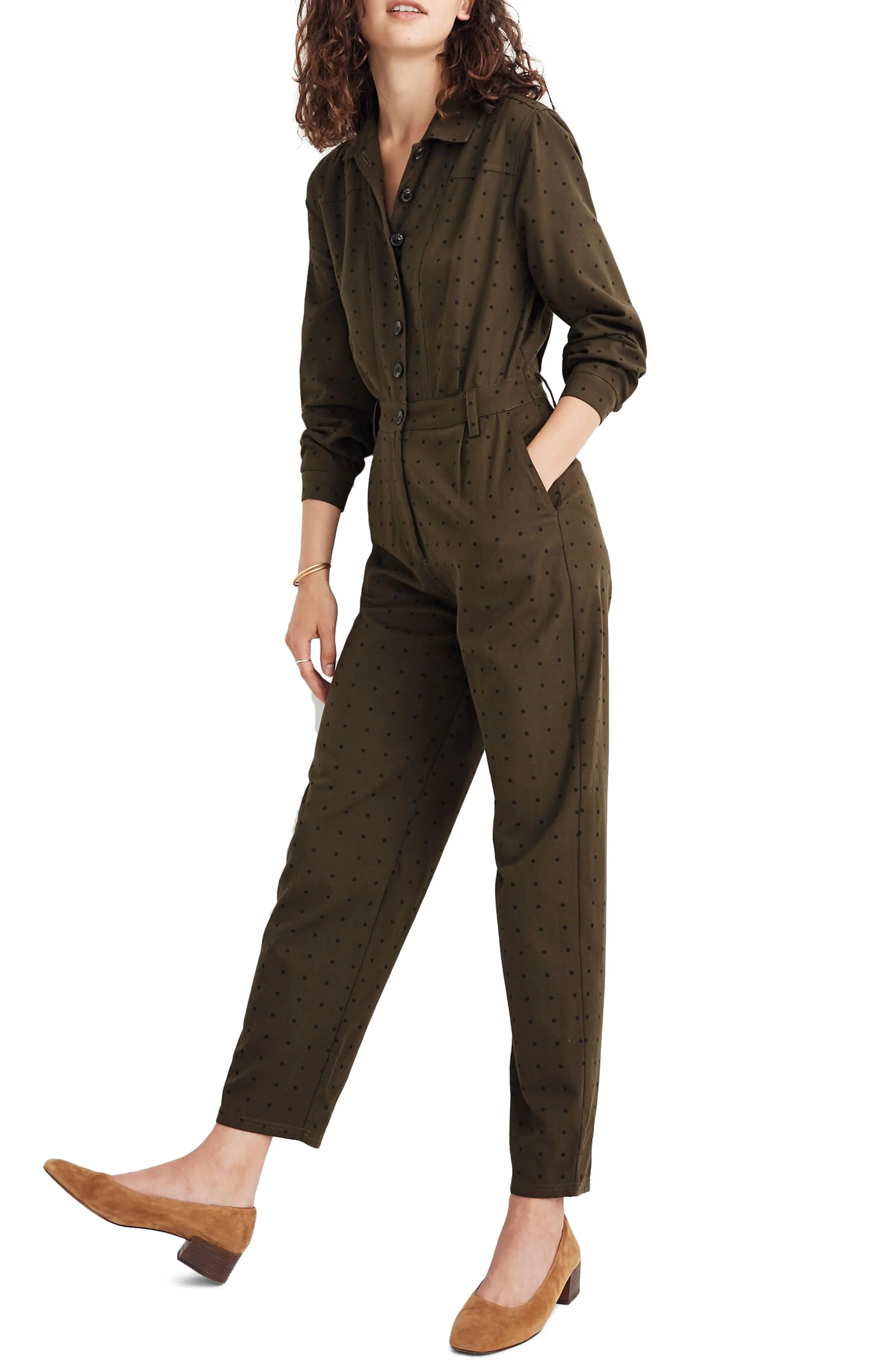 Grid Dot Seamed Coverall Jumpsuit | Nordstrom