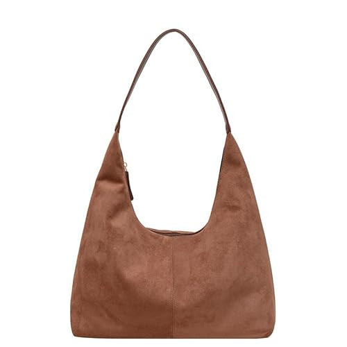 Suede Bags for Women 2024 Brown Suede Bag Suede Purse Suede Tote Bag Hobo Bags for Women (brown) | Amazon (US)