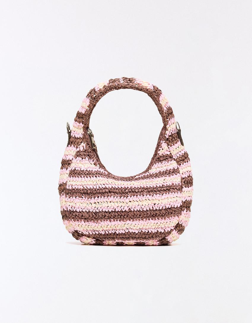 Striped raffia bag - Women | Bershka UK