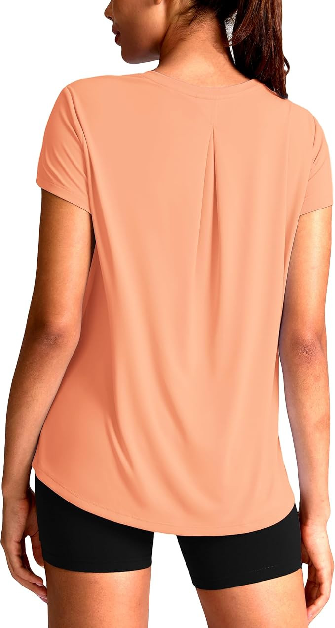 SANTINY Short Sleeve Workout Tops for Women Loose Yoga T-Shirts Sun Protection Breathable Running... | Amazon (US)