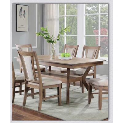 Modern Natural Tone Wooden Dining Table With Open Lower Shelf, Perfect For Contemporary Kitchens And Dining Rooms | Wayfair North America