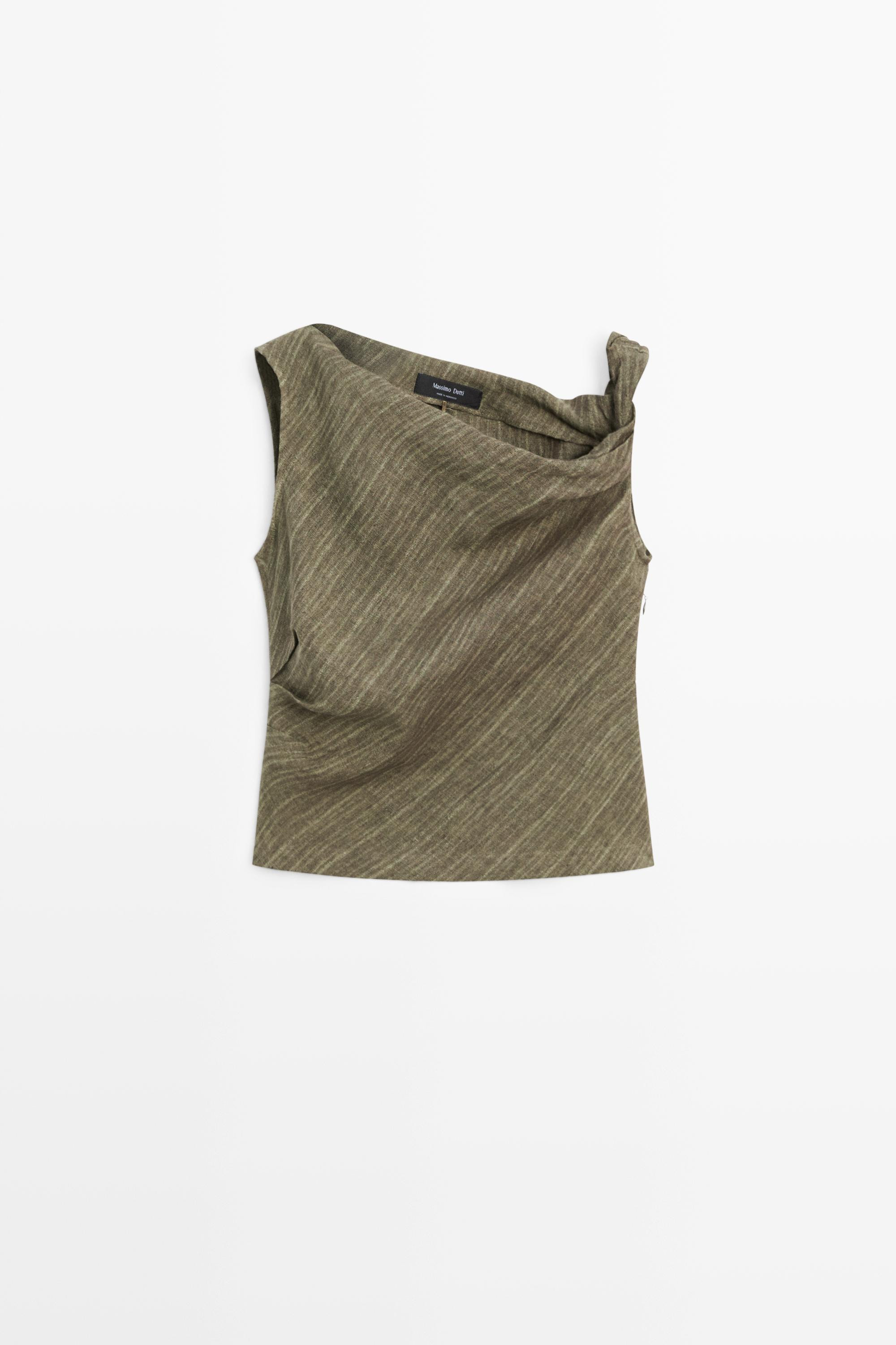Total look 100% linen asymmetric top | Massimo Dutti US