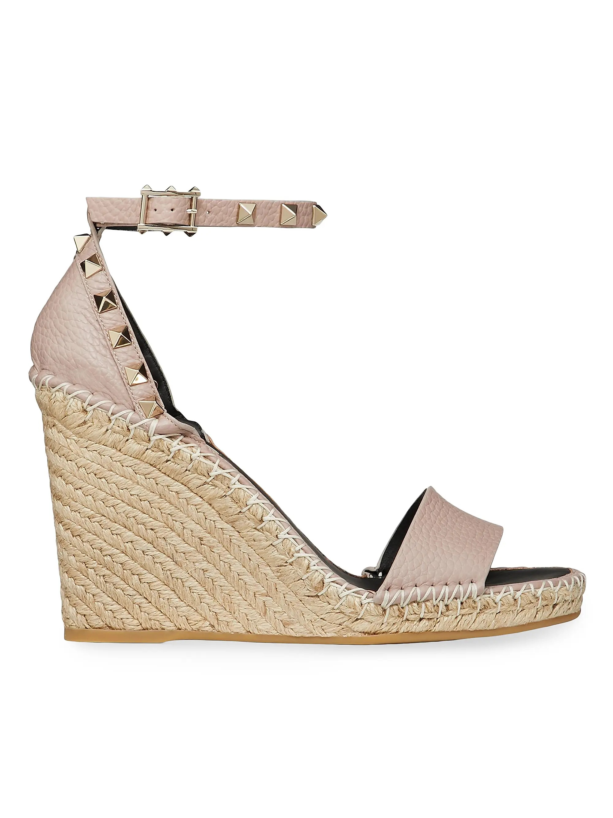 Double Rockstud Grainy Calfskin Wedges 105MM | Saks Fifth Avenue