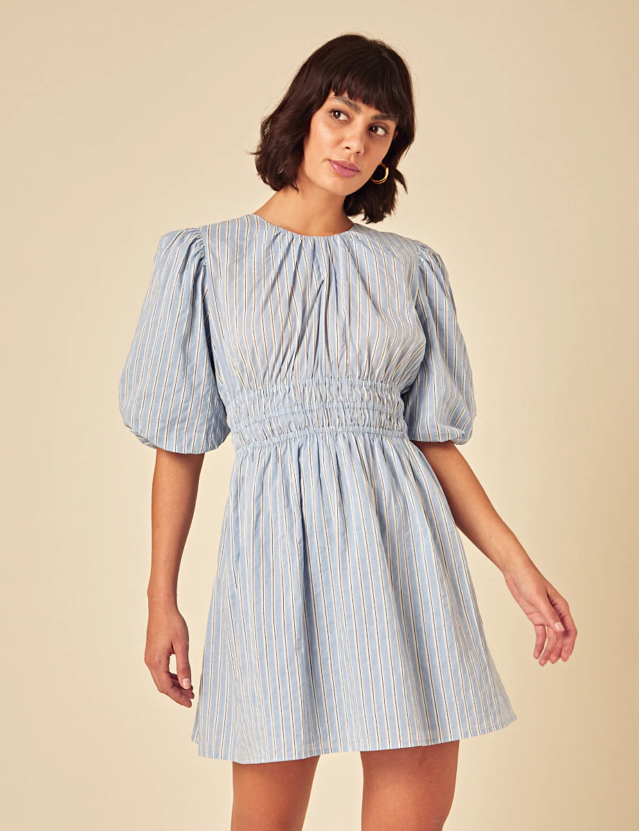 Blue Pintstripe Zelda Mini Dress | Nobody's Child