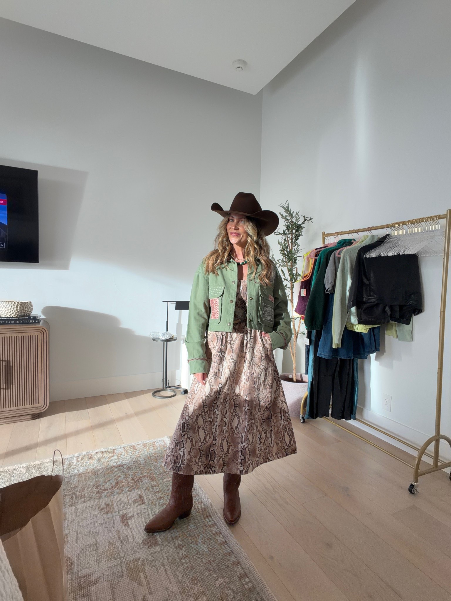 Help me pick what to wear to the rodeo! 🤠 
Nordstrom dress by WAYF size XS 
Nordstrom crop jacket by Free People size XS 
Tecovas boots 

#LTKootd #LTKOver40 #LTKgrwm