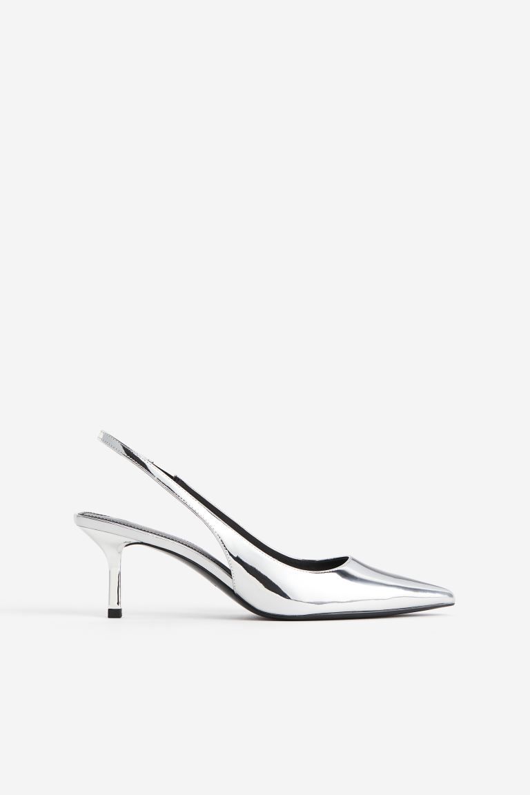 Pointed Slingbacks - Silver-colored - Ladies | H&M US | H&M (US + CA)