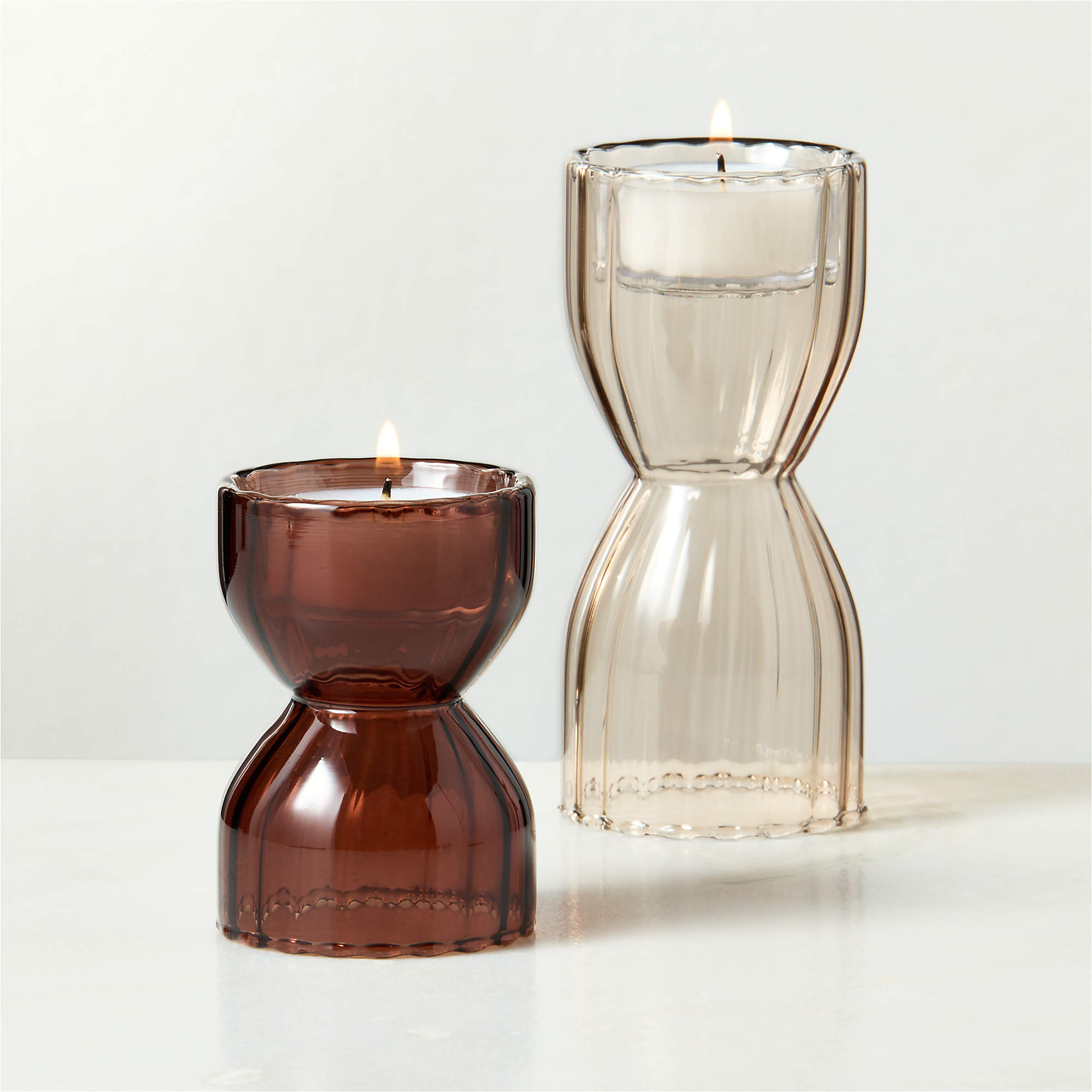 Melina Brown Glass Tealight Candle Holder Small + Reviews | CB2 | CB2