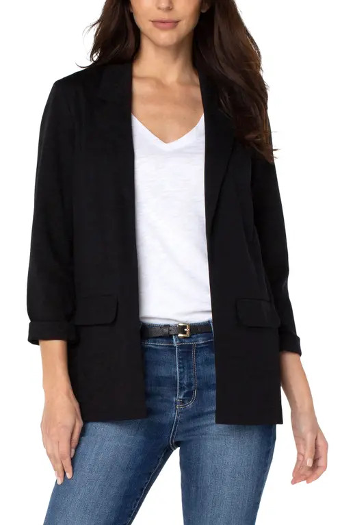 Liverpool Los Angeles Princess Detail Boyfriend Blazer in Black at Nordstrom, Size Large | Nordstrom