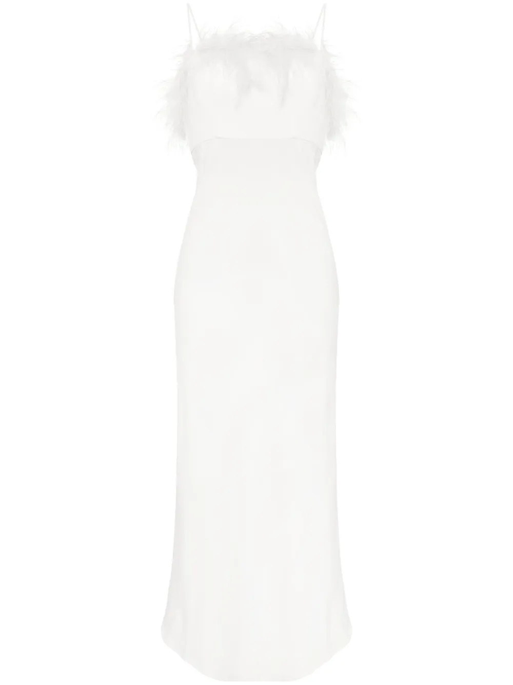 Rixo Selene feather-trim Midi Dress - Farfetch | Farfetch Global