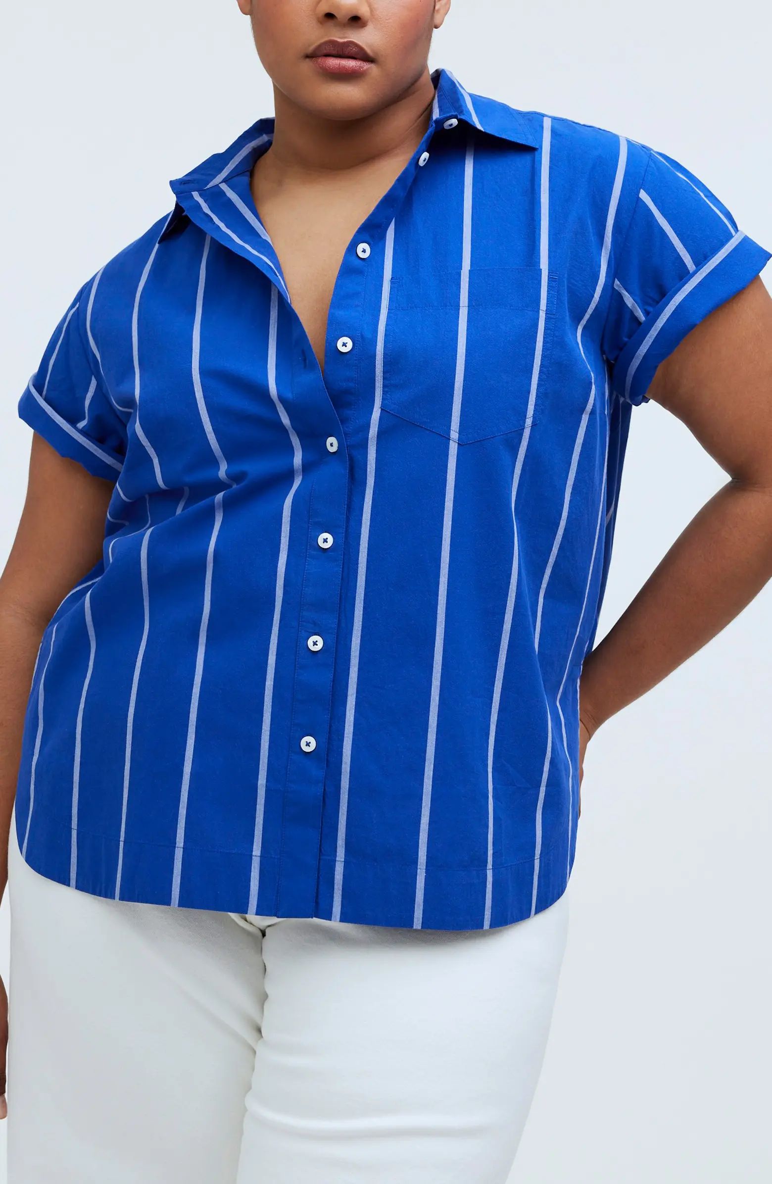 Stripe Oversize Boxy Cotton Button-Up Shirt | Nordstrom