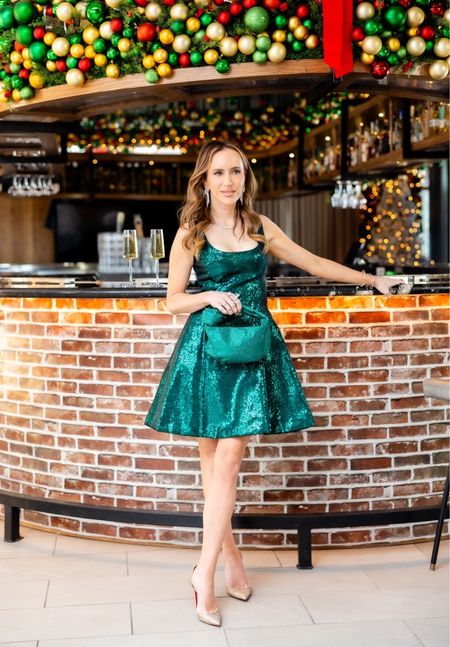 Stand out this season in green! This dress has everything-a flattering and comfortable fit, gorgeous color, and a little sparkle! 

#holidaydress #holidaystyle

#LTKSeasonal #LTKHoliday #LTKstyletip