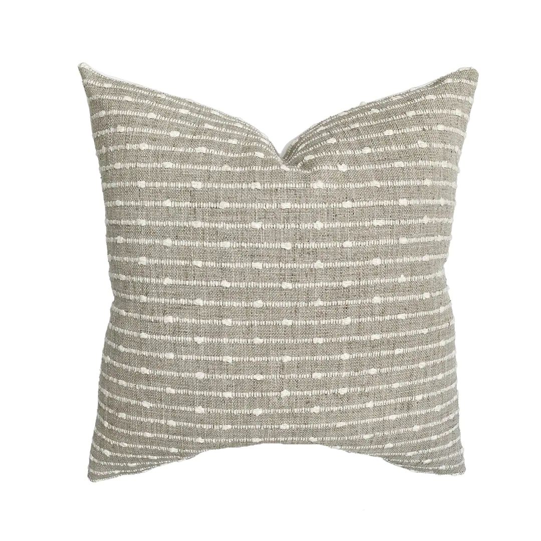 Hayden | Oatmeal Woven Stripe Pillow Cover | Basketweave Beige Ivory | Modern Farmhouse Home Deco... | Etsy (US)