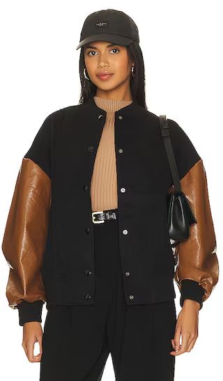 Varsity Jacket in Black & Camel | Revolve Clothing (Global)