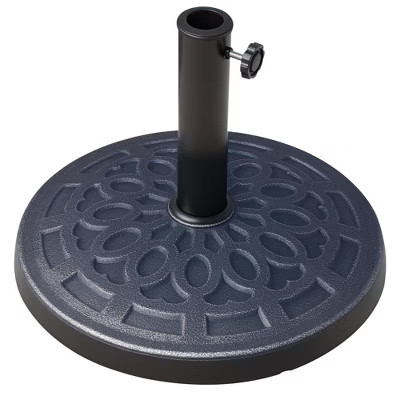 Outsunny 17" 26 lbs Round Resin Umbrella Base Stand Market Parasol Holder with Beautiful Decorative Pattern for Φ1.5" Φ1.89" Pole for Backyard Bronze | Target