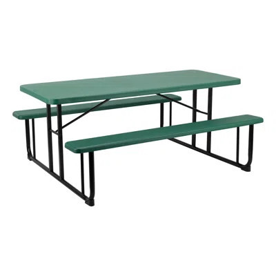 Rectangular Blow-Molded Plastic Outdoor Picnic Table with Benches | Wayfair North America