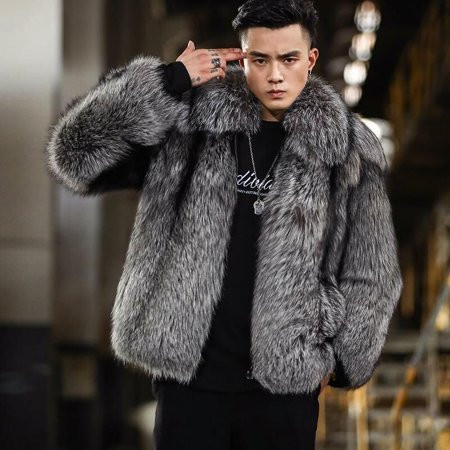 2023 new fox fur faux fur men‘s fur coat short winter Haining silver fox coat | Walmart (US)