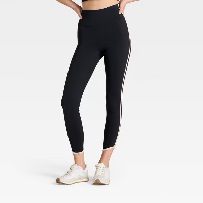 Women's High-Rise Contrast Piped 7/8 Leggings - JoyLab™ Black/Tan XL | Target