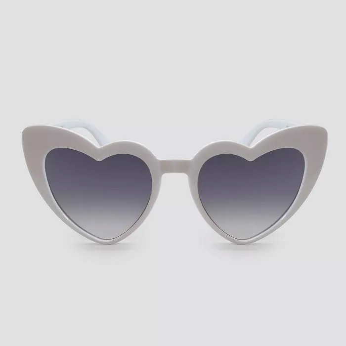 Women's Heart Shaped Plastic Silhouette Sunglasses - Wild Fable™ White | Target