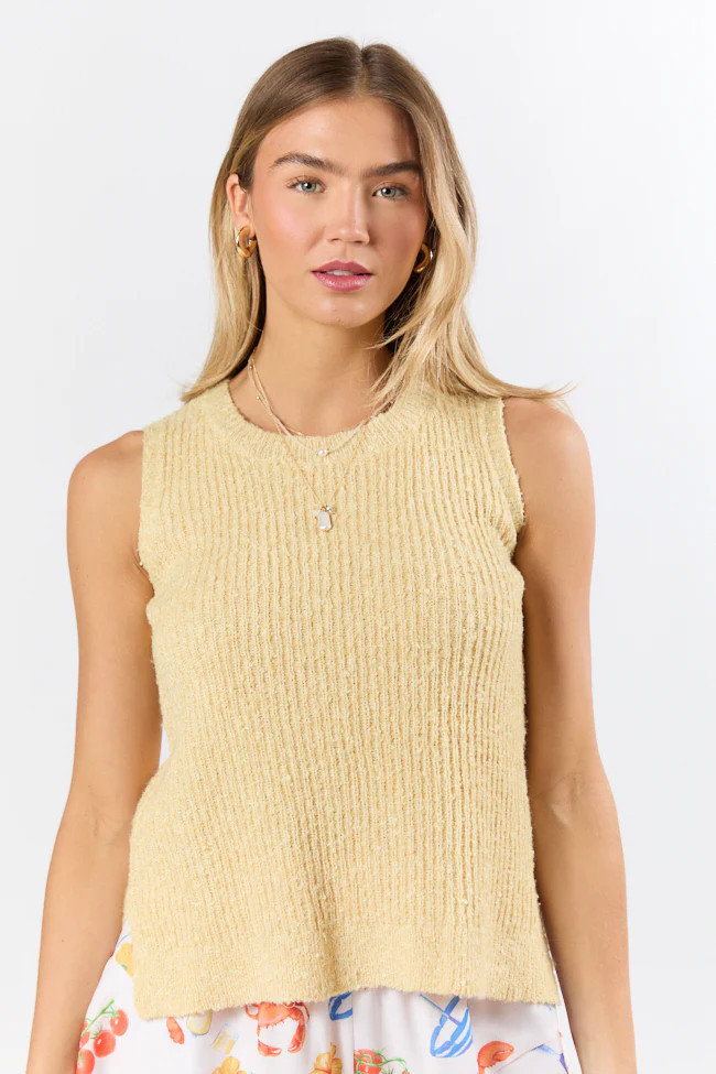 Best Day Ever Yellow High Neck Sweater Tank | Pink Lily
