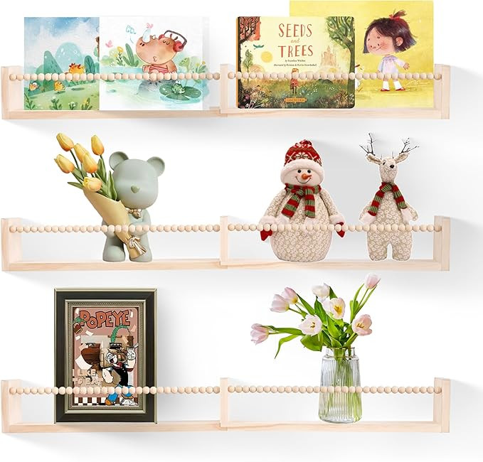 Nursery Shelves for Wall,Kids Bookshelves Set of 3,Floating Bookshelf Baby Book Toy Display Stora... | Amazon (US)