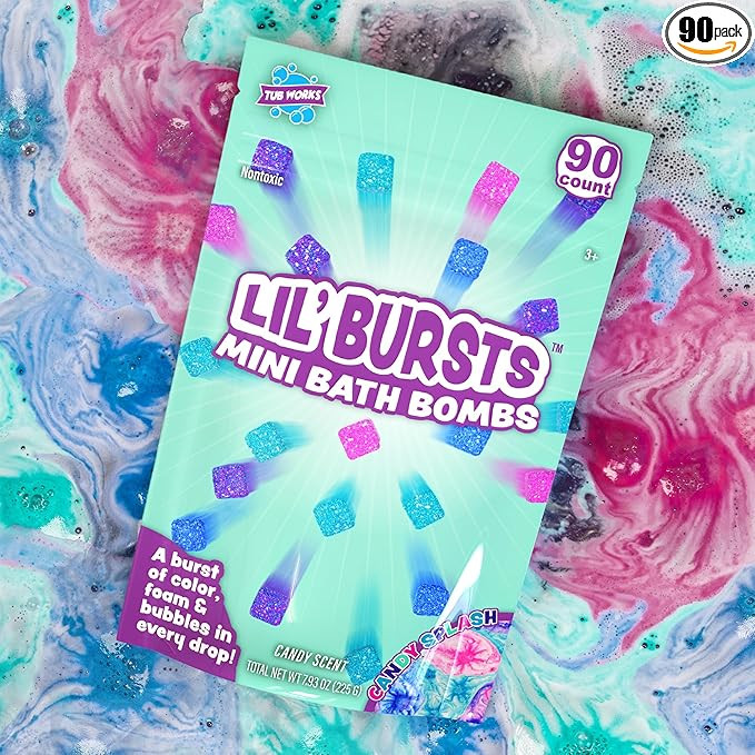 Tub Works® Lil' Bursts™ Mini Bath Bombs for Kids, 90 Count, Candy Splash | Nontoxic | Tiny Kid... | Amazon (US)