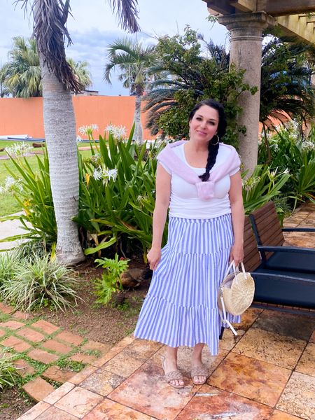 Summer skirt with seersucker blue pattern with sandals

#LTKtravel